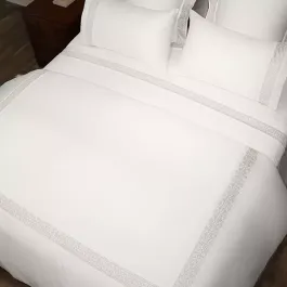 Nova Home Lounge Embroidery Duvet Cover Set - 100% Cotton, 400 Thread - King & Super King - 7 Pcs - White & Silver product thumbnail 2