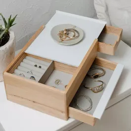 Umbra "Stowit" Jewelry Box - White & Natural product thumbnail 2