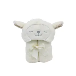 Nova Home "Sheep" Hooded Baby Blanket - %100 Cotton - Cream product thumbnail 2