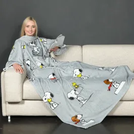 Kanguru Snoopy Blanket With Sleeves - 140x180 Cm - Grey product thumbnail 2