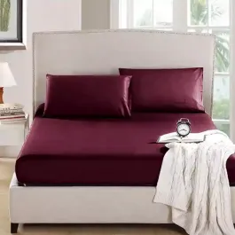 Nova Home "MicroBasic" Fitted Sheet Set - 2 Pcs - Twin - Burgandy product thumbnail 2