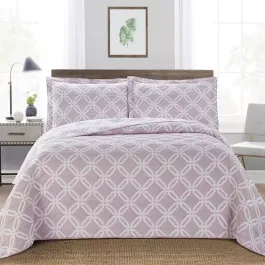 Nova Home "Diagonal" Bed Spread Set - 3 Pcs, King - Lilac product thumbnail 2