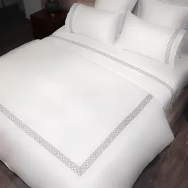 Nova Home Versace Embroidery Duvet Cover Set - 100% Cotton, 400 Thread - King & Super King - 7 Pcs - White & Grey product thumbnail 2