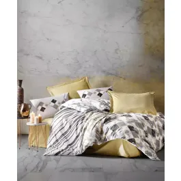 Nova Home Stone Duvet Cover Set - 100% Cotton - 4 Pcs - King & Super King - Light yellow product thumbnail 2
