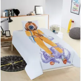Nova Home "Diver " Kids' Duvet Cover Set - 100% Cotton 200 Thread Count, Single - 3Pcs - White product thumbnail 2