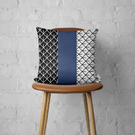 Nova Home Boho Chic Leather & Jacquard Cushion Cover - 45x45 cm - Navy & Black product thumbnail 2