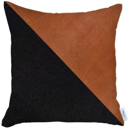 Nova Home Boho Chic Leather & Jacquard Cushion Cover - 45x45 cm - Brown & Black product thumbnail 2