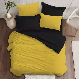 Nova Home Plain Plain Comforter Set - 100% Cotton - King & Super King - Mustard & Black product thumbnail 2