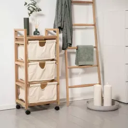 Wenko "Acina" 3 Drawers Trolly - Wood - Brown & Cream product thumbnail 2