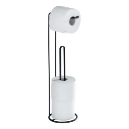 Wenko Lugano Free-Standing Toilet Paper Holder with Spare Roll Storage - Black product thumbnail 2