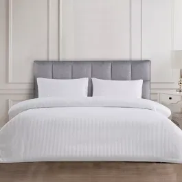 Nova Home "UltraStripe" Hotel Style Duvet Cover Set - White (Available in Sizes) product thumbnail 2