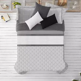 Manterol Doko Velvet Winter Comforter Set - King & Super King - 6 Pcs - Grey product thumbnail 2