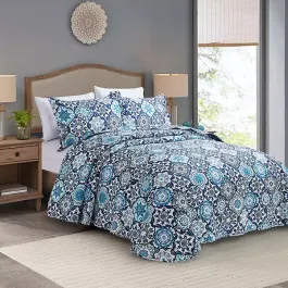 Nova Home "Brooke" Summer Bedspread Set With a Fitted Sheet - Blue (Available in Sizes) product thumbnail 2