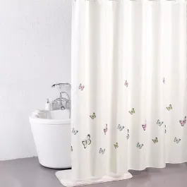 Weva "Butterfly" Waterproof Shower Curtain - Beige (Available in Sizes) product thumbnail 2
