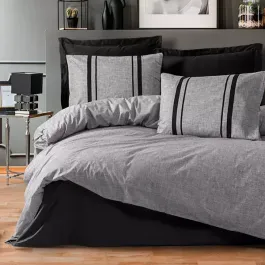 Nova Home Bitter Duvet Cover Set - 100% Cotton - King & Super King - 4 Pcs - Grey & Black product thumbnail 2