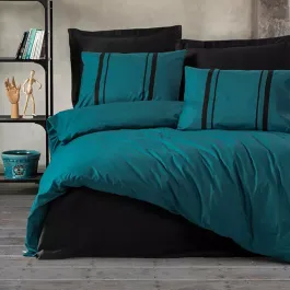 Nova Home Bitter Duvet Cover Set - 100% Cotton - King & Super King - 4 Pcs - Petrol & Black product thumbnail 2