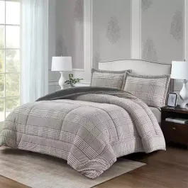 Nova Home Sketch Winter Printed Flannel Comforter Set - King & Super King - 4 Pcs - Grey product thumbnail 2