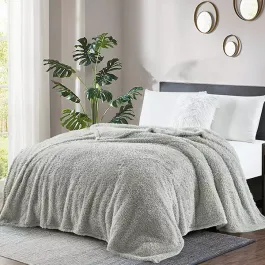 Nova Home Fur Fluffy Blanket - Single & Twin- Ivory - Grey product thumbnail 2