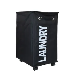 Weva "Trolly" Laundry Basket With Wheels - Black product thumbnail 2