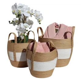 Weva Gleam Basket Set - 3 Pcs - White/Natural product thumbnail 2