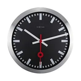 Nextime Station Stripe Aluminum Wall & Table Clock - 35 Cm - Black product thumbnail 2