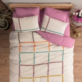 Nova Home Insula 100% Cotton Embroidery Duvet Cover Set - 4pcs - Single & Twin - Multicolor product thumbnail 2
