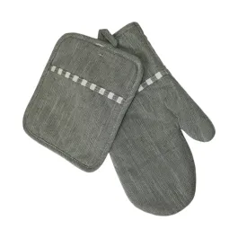 Nova Home "Gourmet" Kitchen Oven Mitt & Pot Holder Set - 2Pcs - Poly Cotton - Green product thumbnail 2