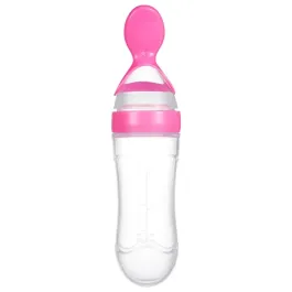 Babyjem Silicone Squeeze Feeding Bottle With Spoon - 90 ML - Pink product thumbnail 2