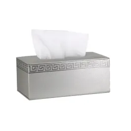 Nova Home Versace Rectangular Leather Tissue Box - Silver product thumbnail 2