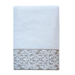 Nova Home Minto Jacquard Embroidered Towel - 100% Cotton - 50x90 Cm - Cream product thumbnail 2