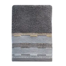 Nova Home Luster Jacquard Embroidered Towel with Silver Details - 100% Cotton - 50x90 Cm - Brown product thumbnail 2