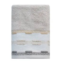Nova Home Luster Jacquard Embroidered Towel with Silver Details - 100% Cotton - Beige (Available In Sizes) product thumbnail 2