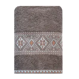 Nova Home Auric Jacquard Embroidered Towel - 100% Cotton - 30x50 Cm - Brown product thumbnail 2