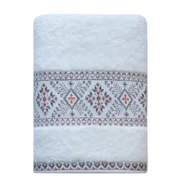 Nova Home Auric Jacquard Embroidered Towel - 100% Cotton - Cream (Available In Sizes) product thumbnail 2