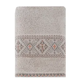 Nova Home Auric Jacquard Embroidered Towel - 100% Cotton - Beige (Available In Sizes) product thumbnail 2