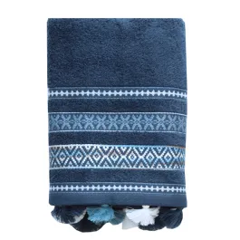 Nova Home Echo Jacquard Embroidered Towel - 100% Cotton - Navy (Available In Sizes) product thumbnail 2