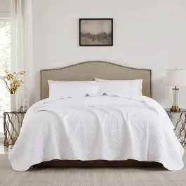 Nova Home Vivid Jaquard Bed Spread Set - 3Pcs - King & Super King - White product thumbnail 2