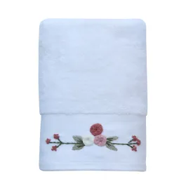 Nova Home Rose Mary Floral Embroidered Towel - 100% Cotton - White (Available In Sizes) product thumbnail 2