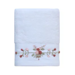 Nova Home Esra Floral Embroidered Towel - 100% Cotton - 50x90 Cm - White product thumbnail 2