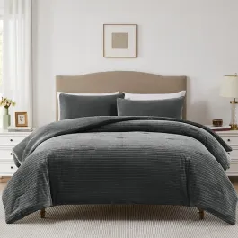 Nova Home Cozy Warm Velvet Blush Flannel Comforter - Grey (Available in Sizes) product thumbnail 2