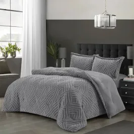 Nova Home Crete Winter Jaquard Sherpa Comforter Set - Grey (Available in Sizes) product thumbnail 2