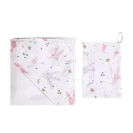 Funna Rabbit Hooded Baby Towel - 100% Cotton - Pink product thumbnail 2
