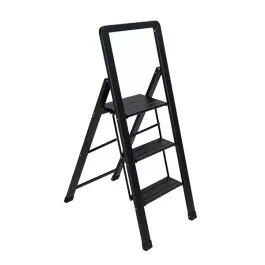 Wenko Alu-Smart Folding Stepladder 3-Step Household Ladder - Aluminum - Black product thumbnail 2