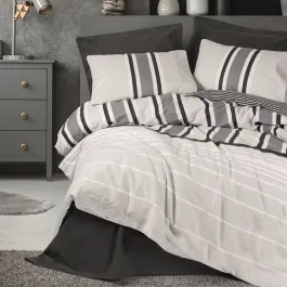 Nova Home Nobby Printed Duvet Cover Set - 100% Cotton - Anthracite (Available In Sizes) product thumbnail 2