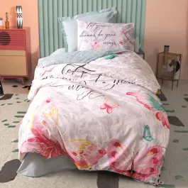 Nova Home Wings Butterflies Duvet Cover Set - 100% Cotton - Single &Twin - 3 Pcs - Mint product thumbnail 2