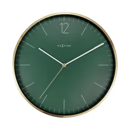 Nextime Essential Gold Glass & Metal Wall Clock - 34 Cm - Green product thumbnail 2