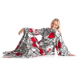 Kanguru Deluxe Hello Kitty Blanket With Sleeves - 140x180 Cm - Grey product thumbnail 2
