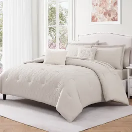 Nova Home Matrix Crinkled Summer Comforter Set - Beige (Available In Sizes) product thumbnail 2