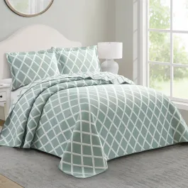 Nova Home Valook Poly Cotton Jaquard Reversible Bed Spread Set - Jade (Available In Sizes) product thumbnail 2