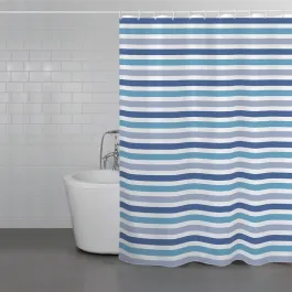 Weva Noble Stripe Water Proof Shower Curtain - Blue (Available In Sizes) product thumbnail 2